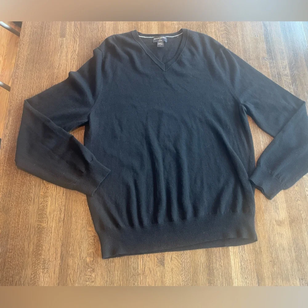 Banana Republic Black Merino Wool Sweater Preppy Classic - Large